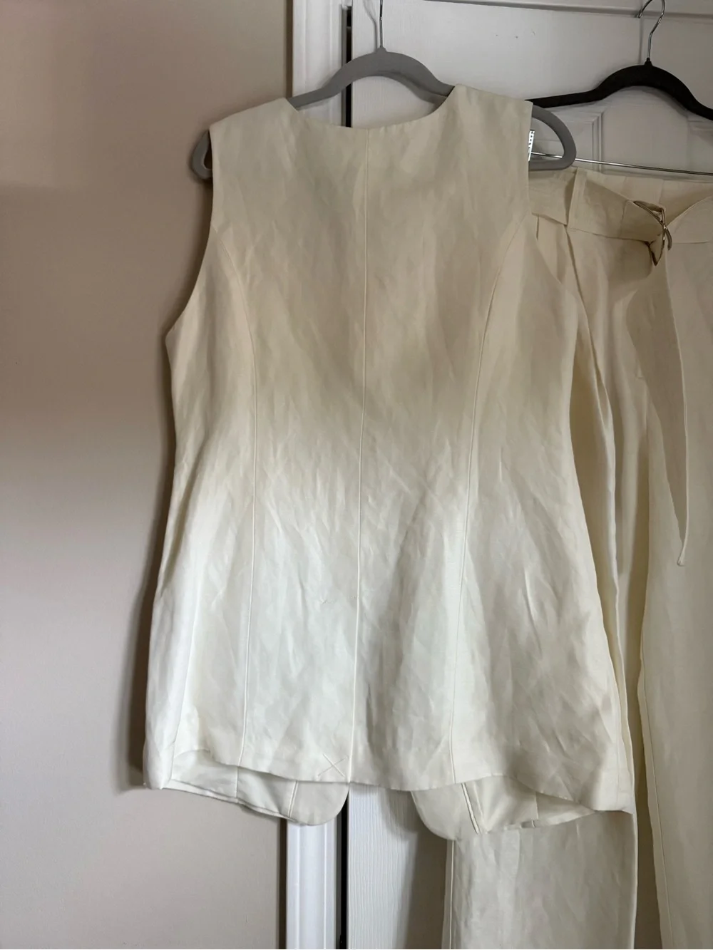 Linen Blend Wide Leg Set in Cream Size Medium NWT